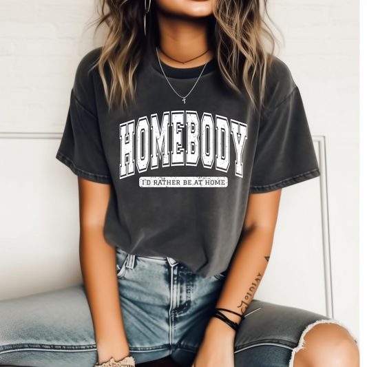 Homebody Comfort Colors Graphic Tee Stay at Home Club Tee in Pepper