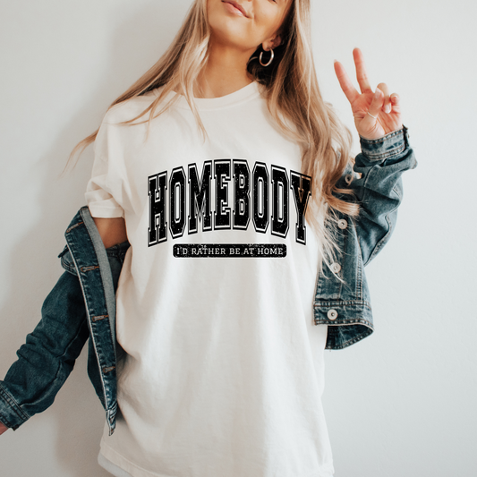 Homebody Comfort Colors Graphic Tee Stay at Home Club Tee in White