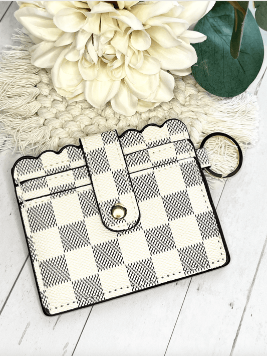 Checkered Card Wallet Keychain Accessory Mom Wallet for Sling Bag, Backpack, Diaper Bag and Keys, Gift for Her - Rhyann Catherine Designs