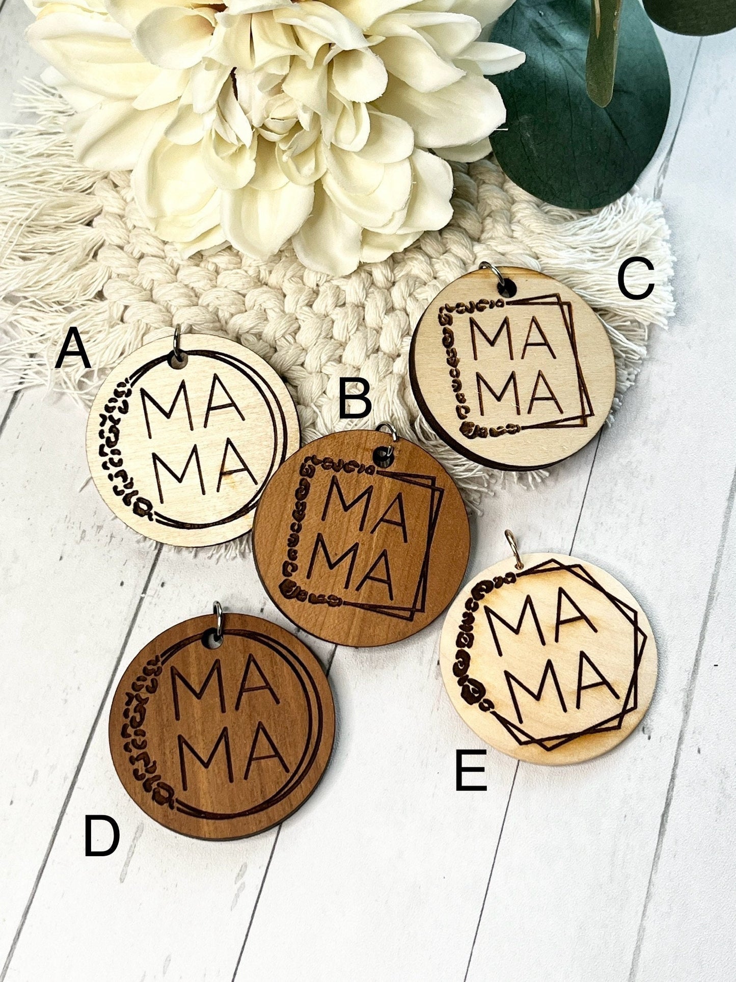 Mama Wooden Keychain Accessory | Keychain Charm | Bag Charm or Purse Charm | Various Styles | Mom Gift for Her